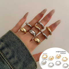 Hot sale chunky metal finger rings set stackable rings