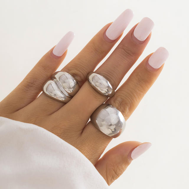 Hot sale chunky metal finger rings set stackable rings