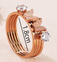 Korean fashion frosted butterfly diamond stainless steel finger rings
