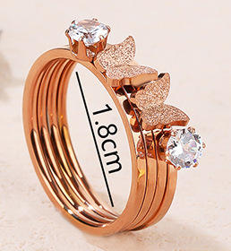 Korean fashion frosted butterfly diamond stainless steel finger rings