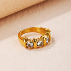 Chunky rhinestone setting stainless steel finger rings