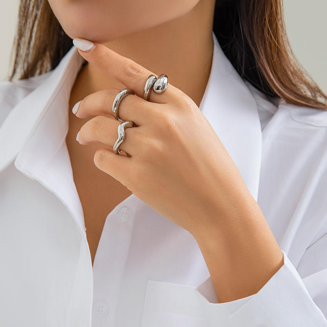Hot sale chunky metal finger rings set stackable rings