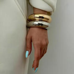 Classic easy match chunky gold silver color metal bangle band