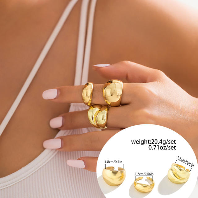 Hot sale chunky metal finger rings set stackable rings
