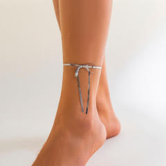 Concise snake chain bow anklet