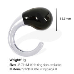 Chunky water drop color enamel stainless steel finger rings