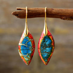 Boho colorful natural stone dangle earrings
