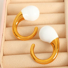 Chunky water drop color enamel stainless steel finger rings
