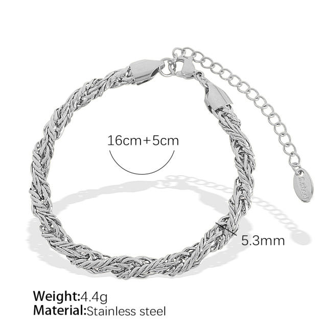 Concise stainless steel chain necklace bracelet set collection