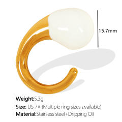Chunky water drop color enamel stainless steel finger rings