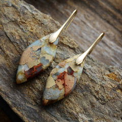 Boho colorful natural stone dangle earrings