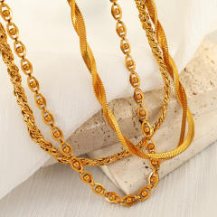 Concise stainless steel chain necklace bracelet set collection