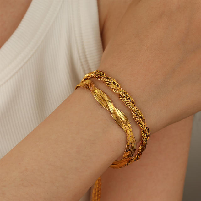 Concise stainless steel chain necklace bracelet set collection