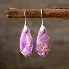 Boho natural stone copper earrings