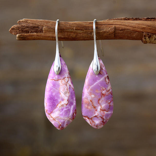 Boho natural stone copper earrings