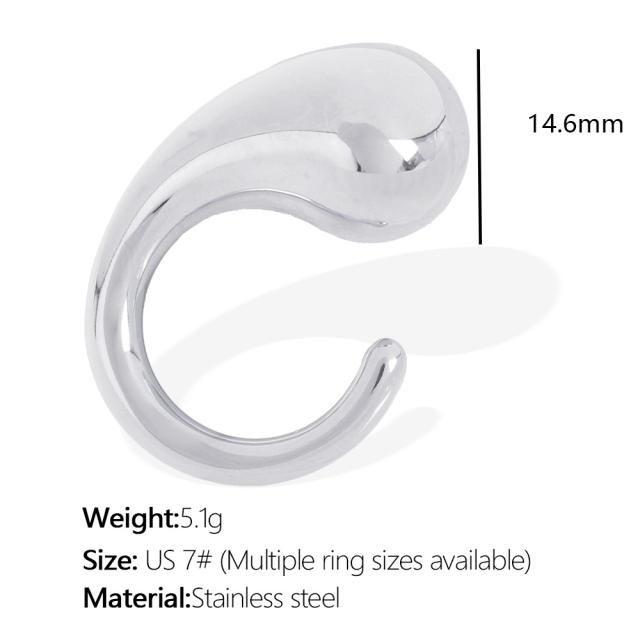 Chunky water drop color enamel stainless steel finger rings