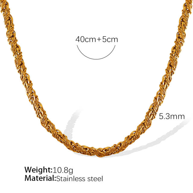 Concise stainless steel chain necklace bracelet set collection