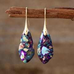 Boho natural stone copper earrings