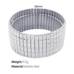 Chunky elastic stainless steel wide bangle bracelet