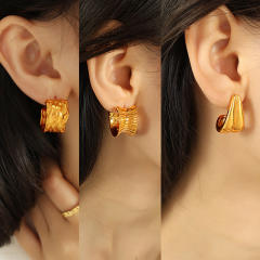 Chunky gold color stainless steel geometric earrings