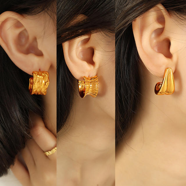 Chunky gold color stainless steel geometric earrings