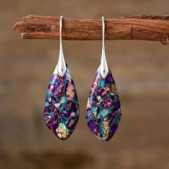 Boho natural stone copper earrings