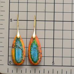 Boho color oval natural stone dangle earrings