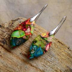 Boho colorful natural stone dangle earrings