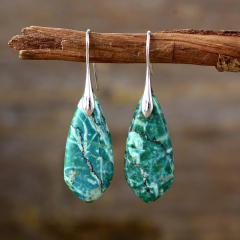 Boho natural stone copper earrings
