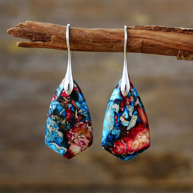 Boho colorful natural stone earrings