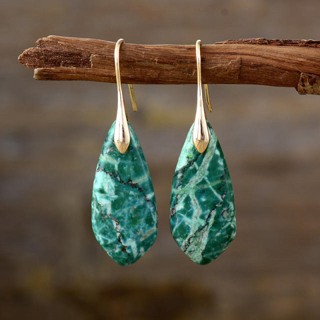 Boho natural stone copper earrings