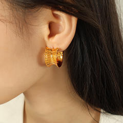 Chunky gold color stainless steel geometric earrings