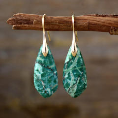 Boho natural stone copper earrings