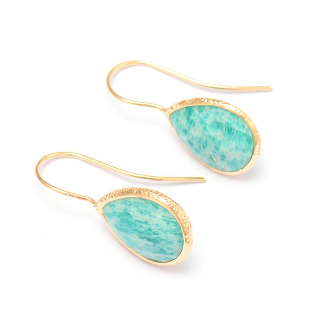 Boho colorful natural stone copper material earrings
