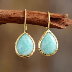 Boho colorful natural stone copper material earrings