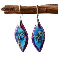 Boho colorful natural stone dangle earrings