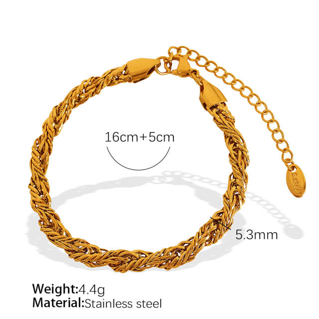 Concise stainless steel chain necklace bracelet set collection