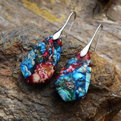 Boho colorful natural stone earrings