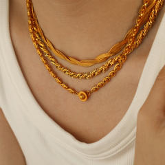 Concise stainless steel chain necklace bracelet set collection