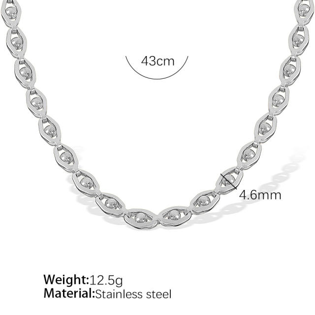 Concise stainless steel chain necklace bracelet set collection