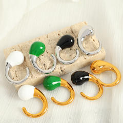 Chunky water drop color enamel stainless steel finger rings