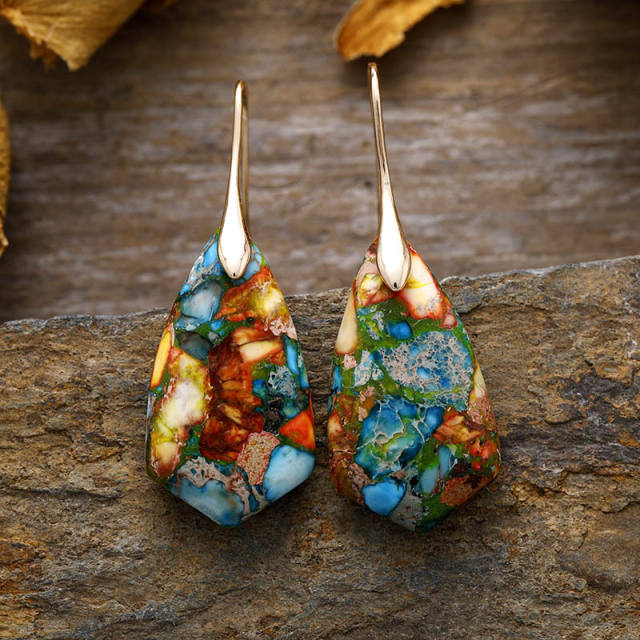 Boho colorful natural stone earrings