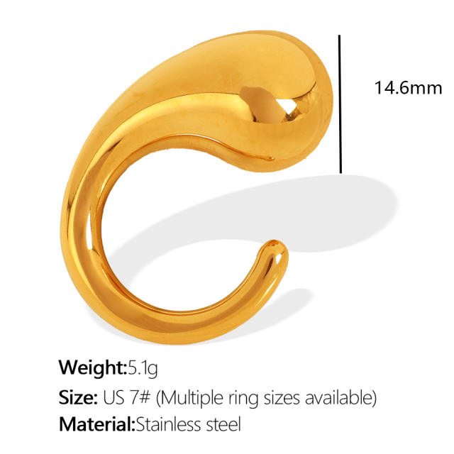 Chunky water drop color enamel stainless steel finger rings