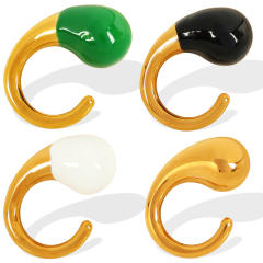 Chunky water drop color enamel stainless steel finger rings