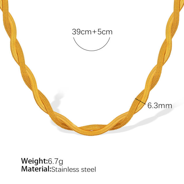 Concise stainless steel chain necklace bracelet set collection