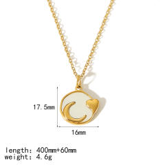New design moon star padlock pendant stainless steel dainty necklace
