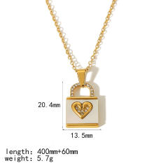 New design moon star padlock pendant stainless steel dainty necklace