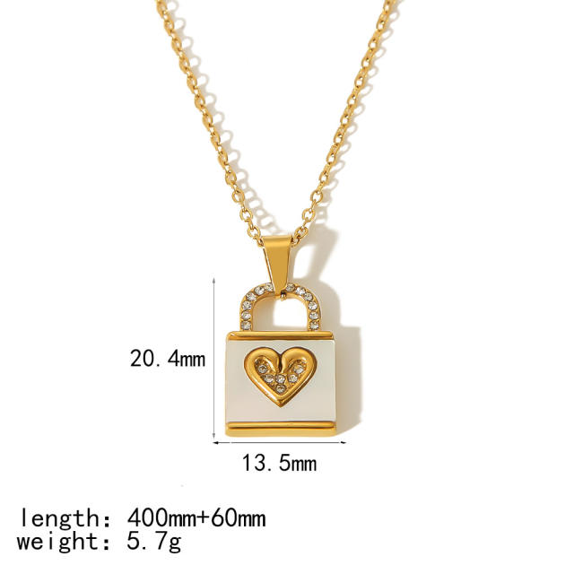 New design moon star padlock pendant stainless steel dainty necklace