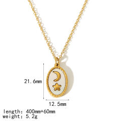 New design moon star padlock pendant stainless steel dainty necklace