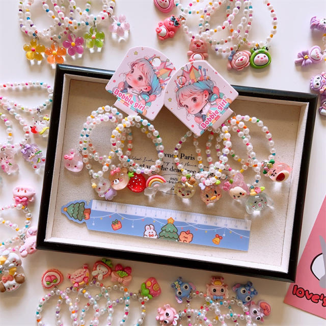 5pcs set cute beaded cartoon charm bracelet set for kids